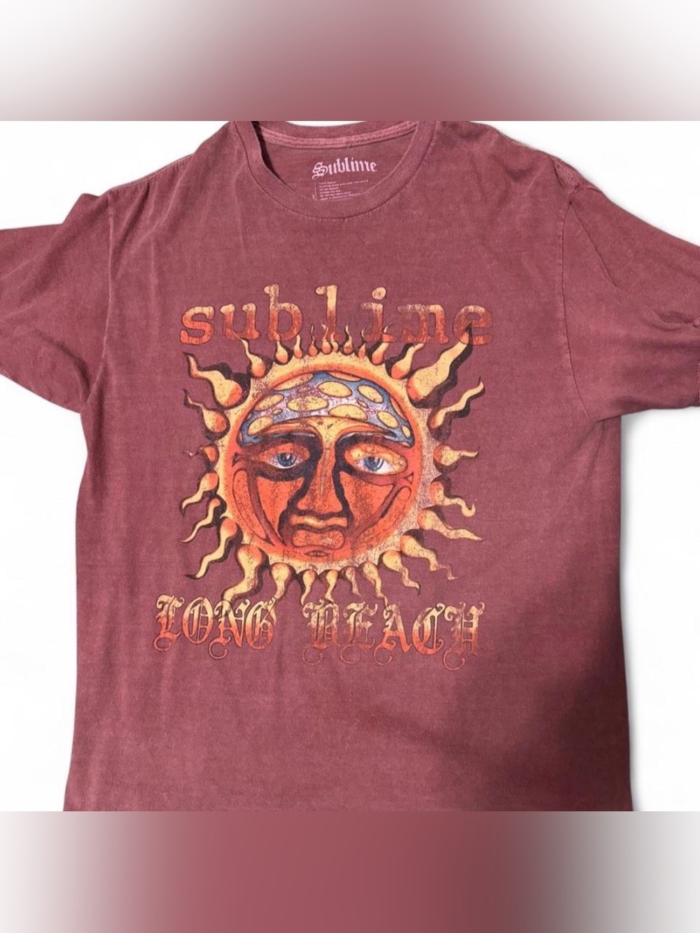 Sublime Long Beach Sun Graphic Tee - Burgundy